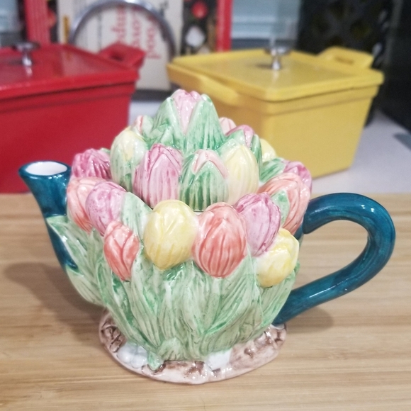 Cranbury Square March Miniature Teapot Tip-Toe Through The Tulips Floral Teapot - Picture 1 of 13
